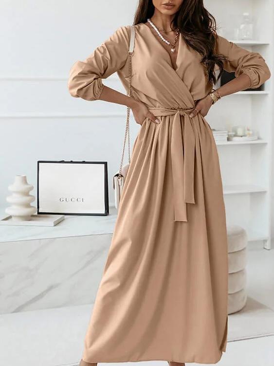 Women's Dresses Temperament V-Neck Long Sleeve Slim Dress