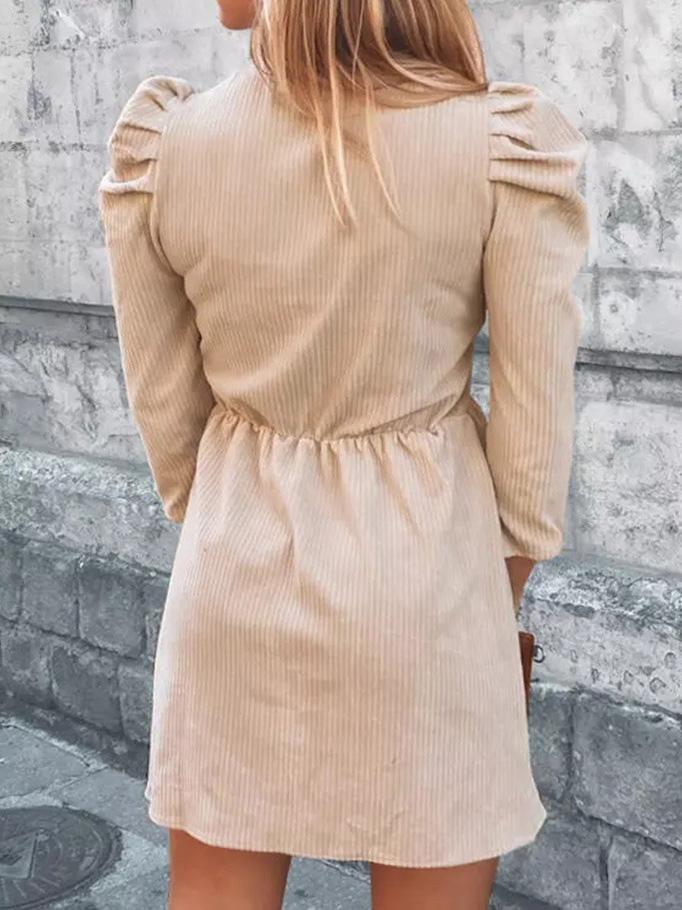 Women's Dresses V-Neck Long Sleeve Ruffle Dress
