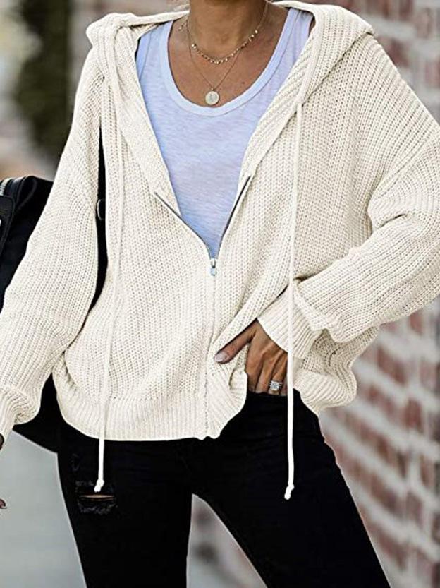 Women's Hoodies Casual Drawstring Zipper Sweater Cardigan Hoodie