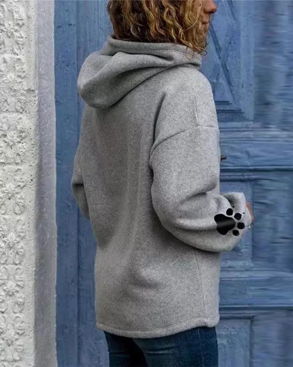 Women's Hoodies Cat Paw Print Long Sleeve Pullover Hoodie
