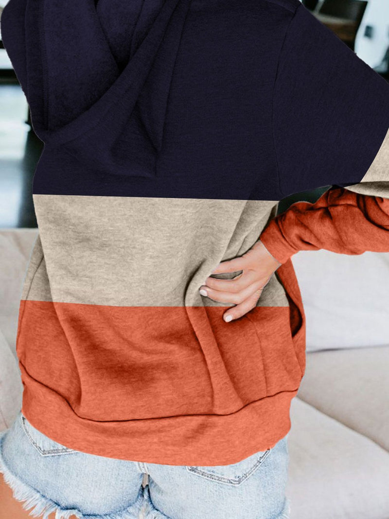 Women's Hoodies Contrasting Zip Pocket Cardigan Hoodie Coats