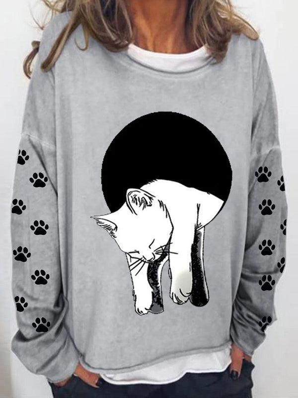 Women's Hoodies Long Sleeve Cat Printed Sweatshirt