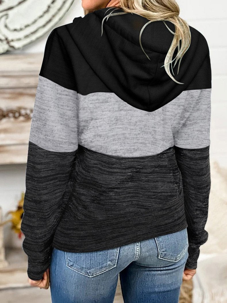 Women's Hoodies Three Color Long Sleeve Zipper Hoodie