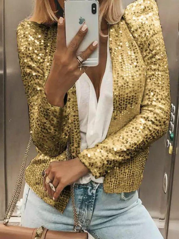 Women's Jackets Casual Sequined Long Sleeve Jacket