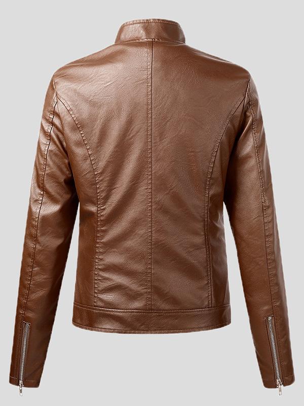 Women's Jackets Long Sleeve Pu Leather Short Motorcycle Jacket