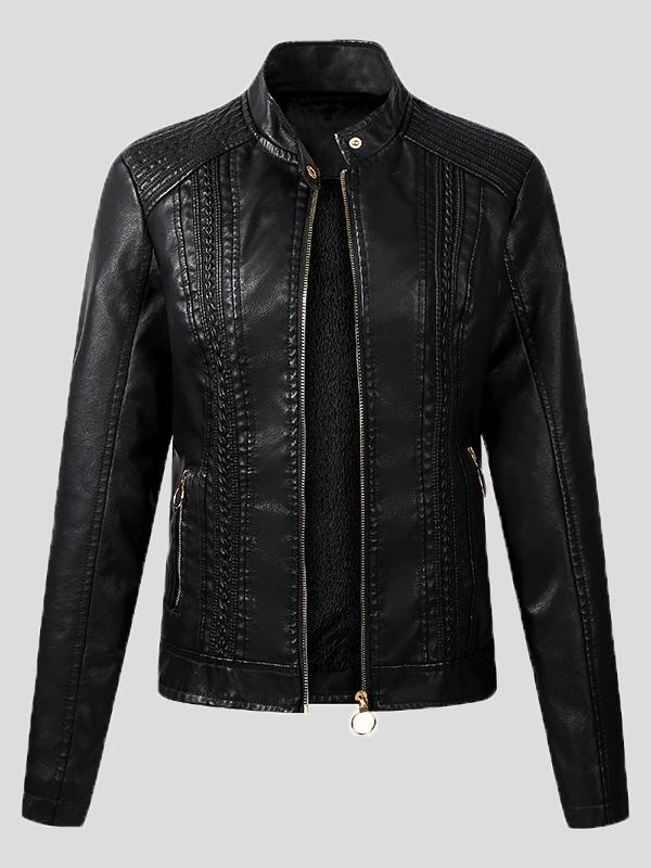 Women's Jackets Long Sleeve Pu Leather Short Motorcycle Jacket