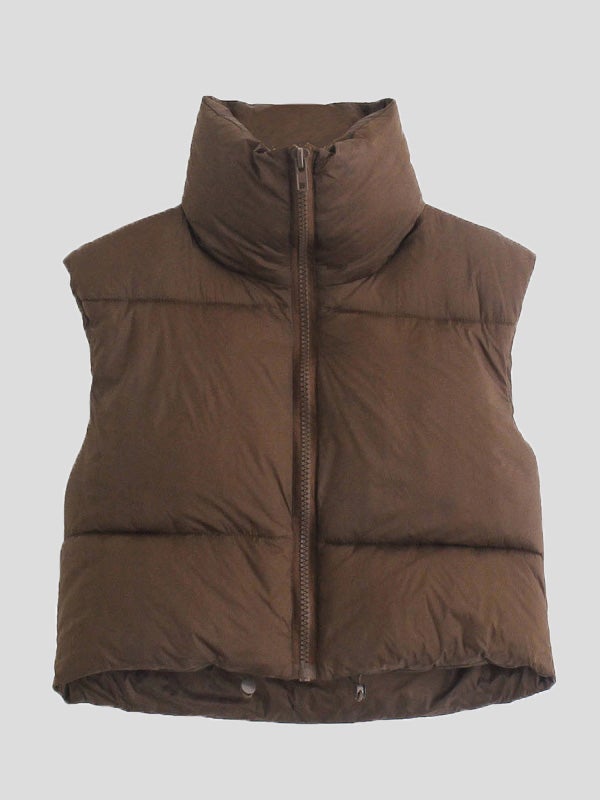 Women's Jackets Retro Simple Stand-Collar Down Cotton Vest