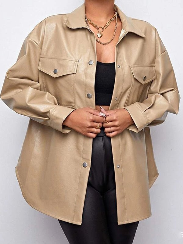 Women's Jackets Single Breasted Long Sleeve Leather Jackets
