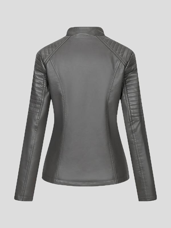 Women's Jackets Temperament Slim Zipped Leather Jacket