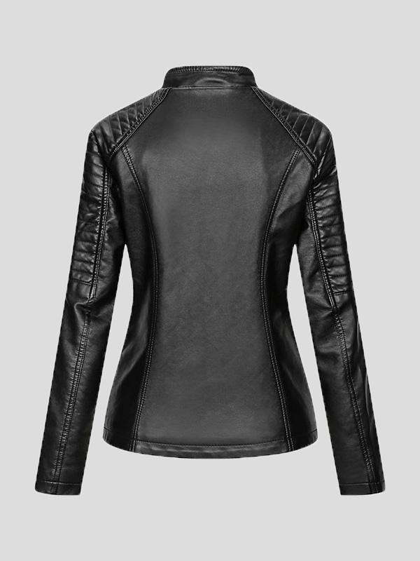 Women's Jackets Temperament Slim Zipped Leather Jacket