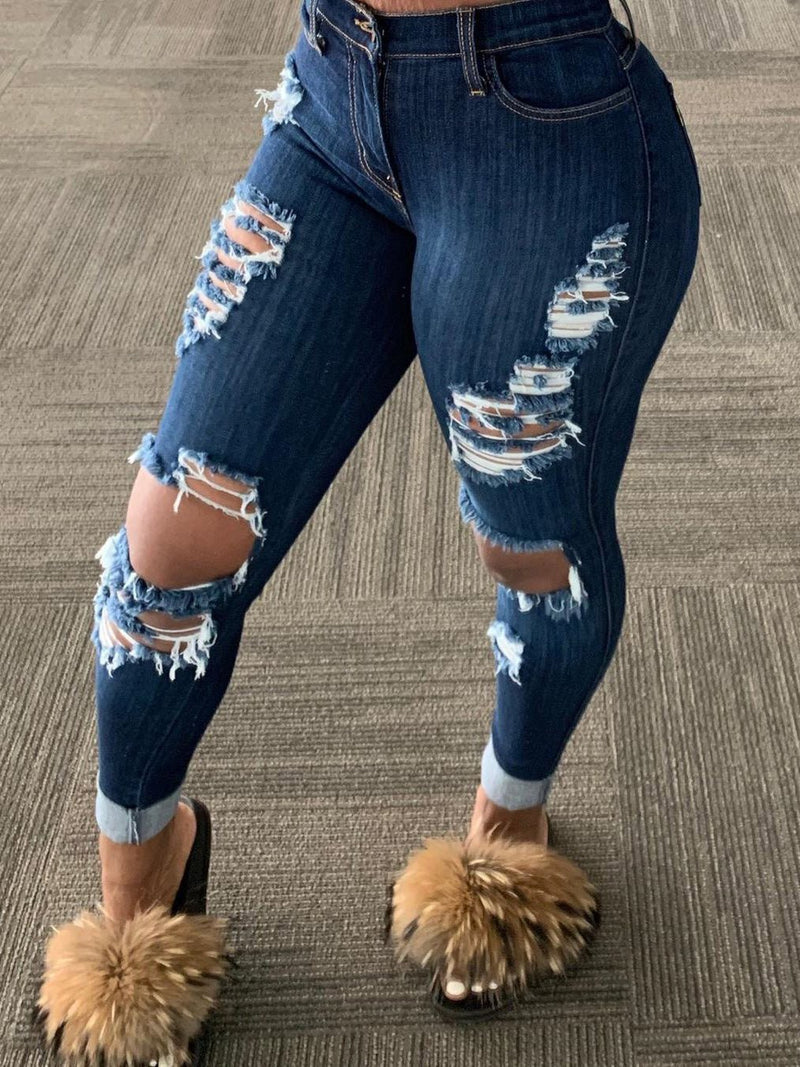 Women's Jeans Washed Ripped Skinny Jeans