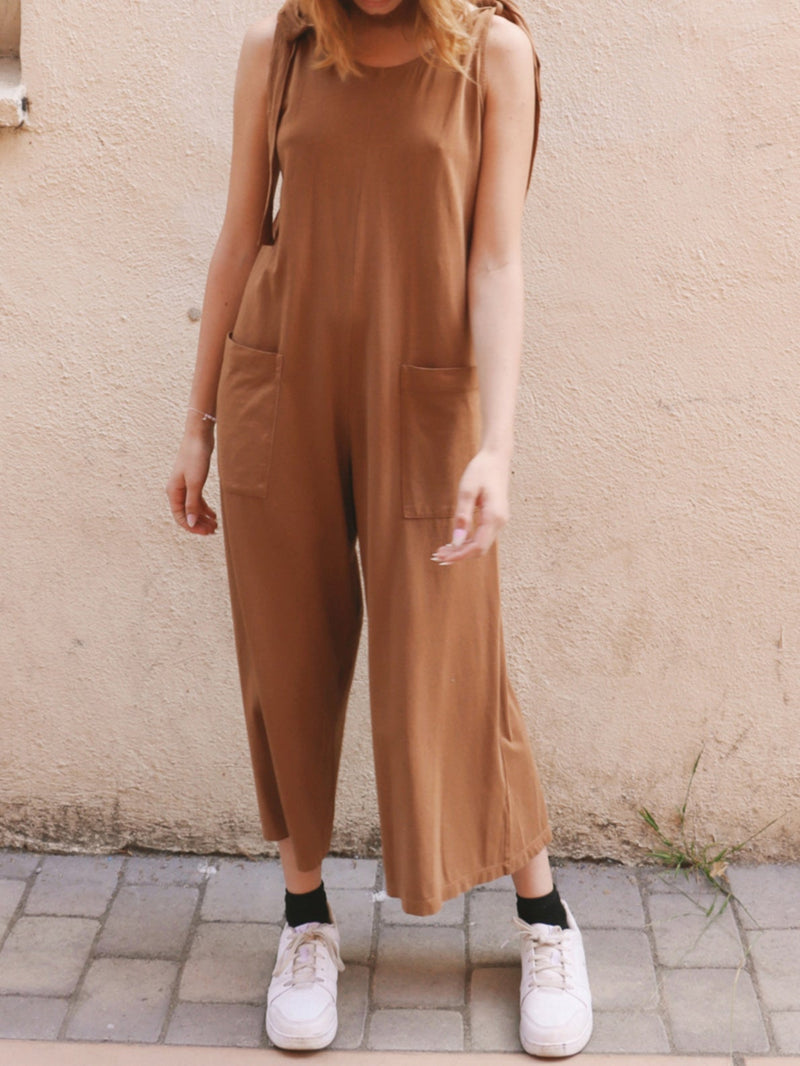 Women's Jumpsuits Casual Belted Pocket Wide Leg Jumpsuit