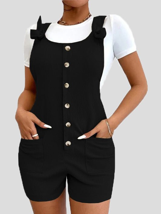 Women's Jumpsuits Casual Solid Button Pocket Bib Jumpsuit