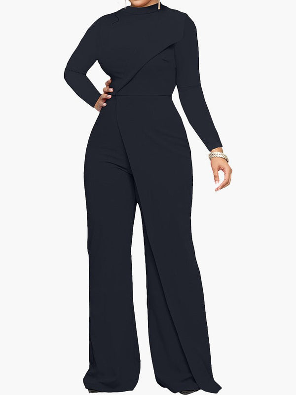 Women's Jumpsuits Half Turtleneck Irregular Long Sleeve Jumpsuit