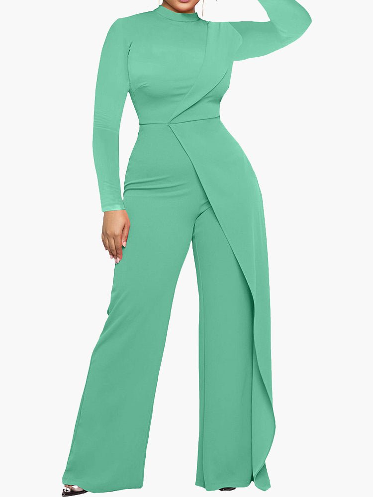 Women's Jumpsuits Half Turtleneck Irregular Long Sleeve Jumpsuit