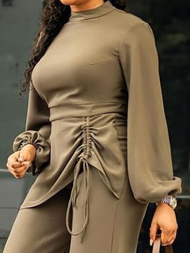 Women's Jumpsuits Half Turtleneck Long Sleeve Drawstring Jumpsuit