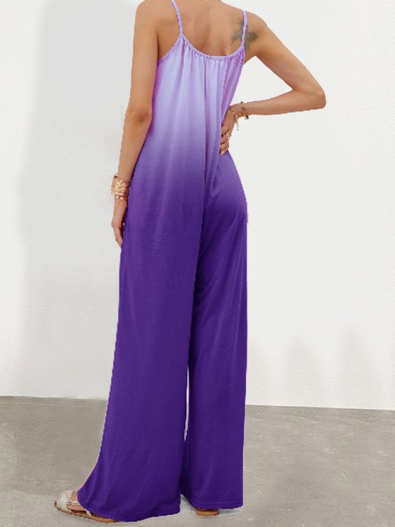 Women's Jumpsuits Loose Gradation Pocket Wide-Leg Jumpsuit