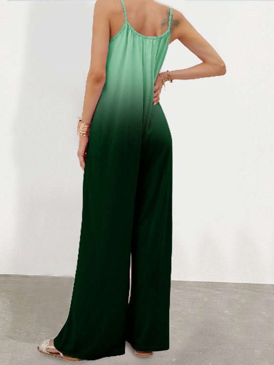 Women's Jumpsuits Loose Gradation Pocket Wide-Leg Jumpsuit