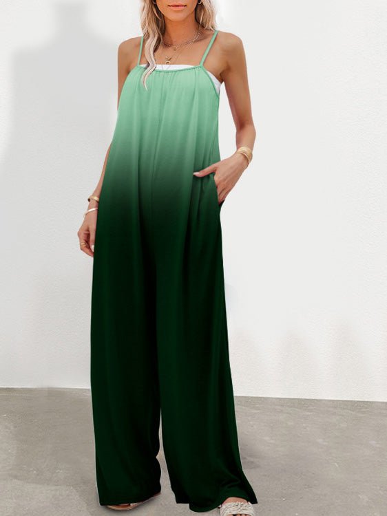 Women's Jumpsuits Loose Gradation Pocket Wide-Leg Jumpsuit