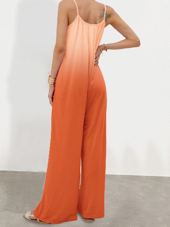 Women's Jumpsuits Loose Gradation Pocket Wide-Leg Jumpsuit