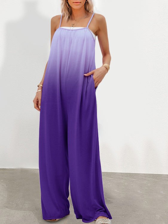 Women's Jumpsuits Loose Gradation Pocket Wide-Leg Jumpsuit