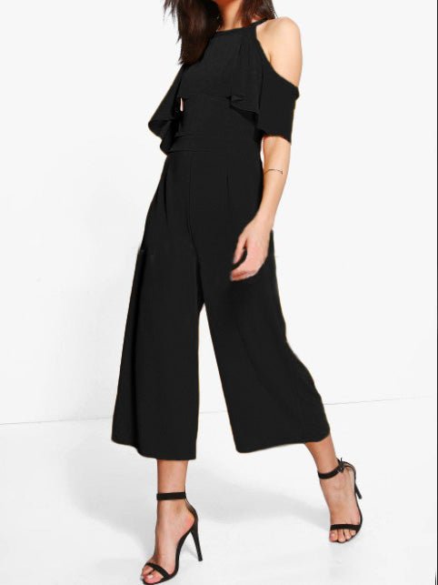 Women's Jumpsuits Ruffled Off-Shoulder Wide-Leg Jumpsuit