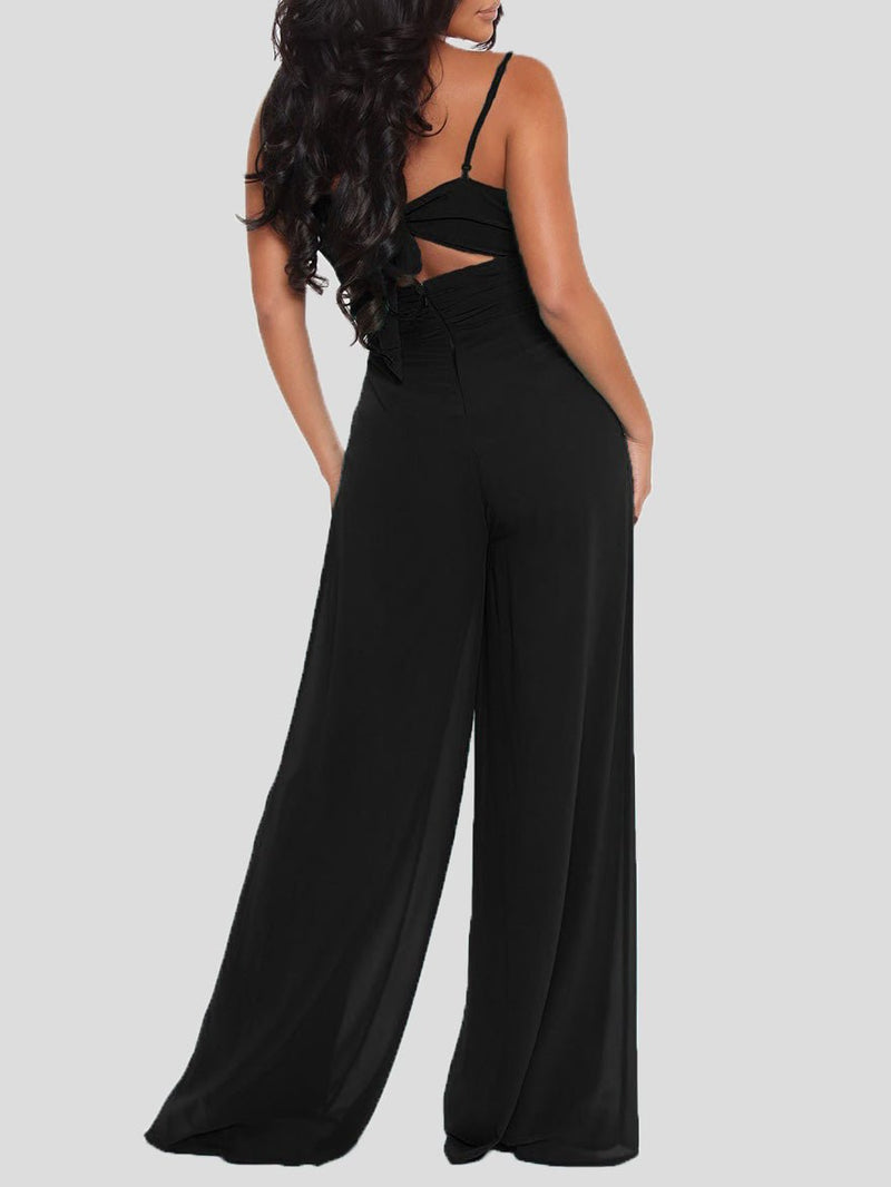 Women's Jumpsuits Sling Bare Back Wide-Leg Jumpsuit