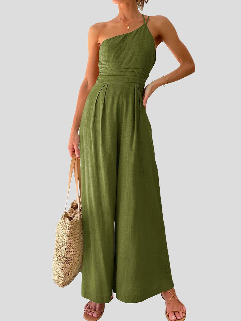 Women's Jumpsuits Sling Pocket Wide-Leg Sleeveless Jumpsuit