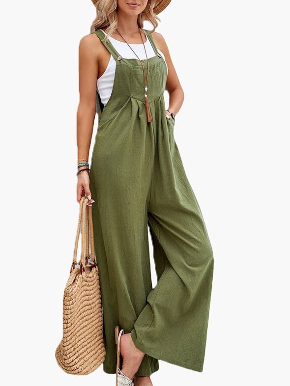 Women's Jumpsuits Solid Pocket Wide Leg Casual Jumpsuit