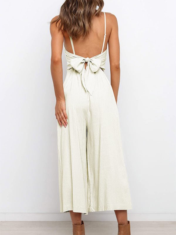 Women's Jumpsuits Solid Sling Open Back Sleeveless Jumpsuit