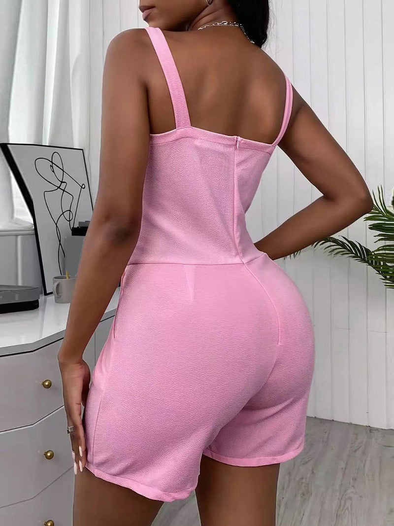 Women's Jumpsuits Solid V-Neck Slim Fit Sports Jumpsuit