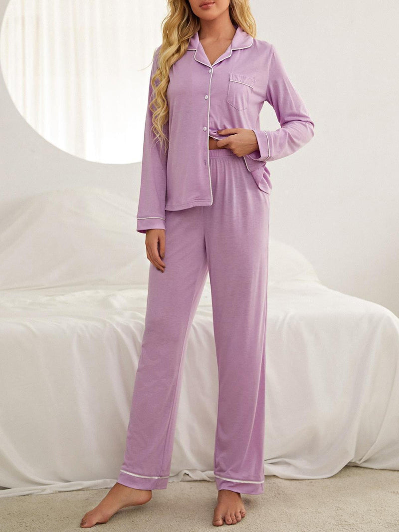 Women's Pajamas Long Sleeve Cardigan Trousers Home Wear Pajamas