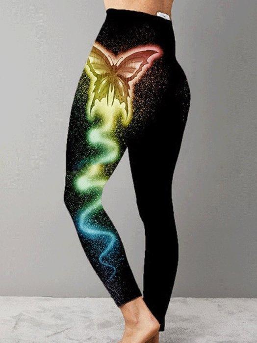 Women's Pants Butterfly Print Sports Yoga Pants Stretch Pants