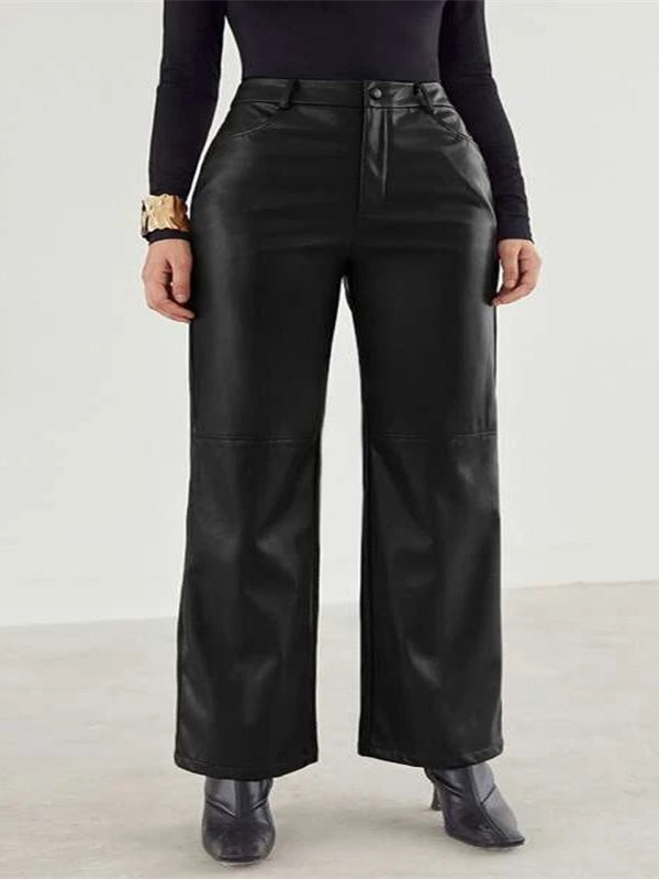 Women's Pants Casual Commuter PU Leather Straight Pants