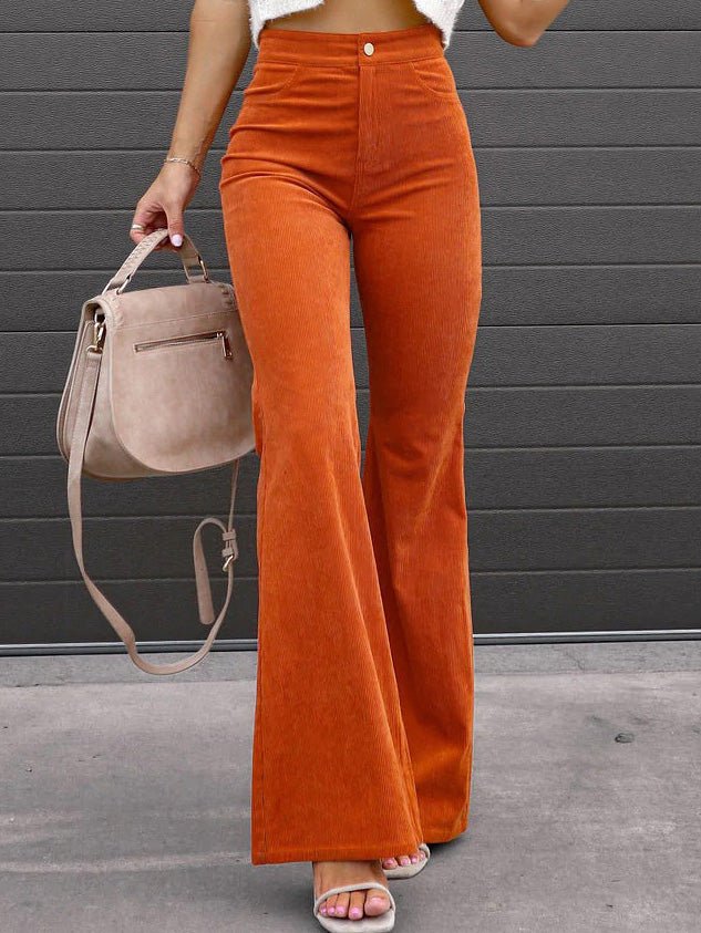 Women's Pants Solid High Waist Micro Flared Casual Pants