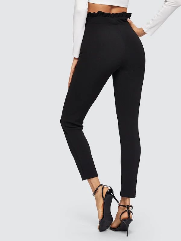 Women's Pants Solid Lace-Up Slim Pants