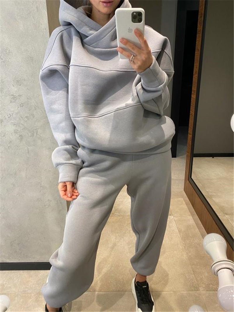 Women's Sets Casual Solid Hoodie & Trousers Two-Piece Set