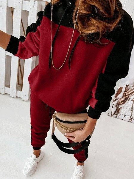Women's Sets Color-Blocking Long Sleeve Trousers Two-Piece