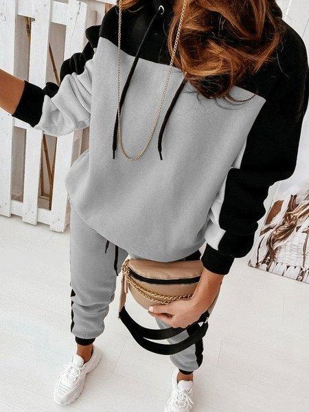 Women's Sets Color-Blocking Long Sleeve Trousers Two-Piece