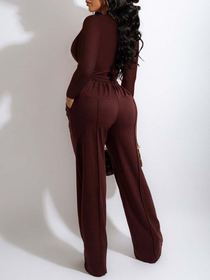 Women's Sets Long Sleeve Elastic Pants Casual Two-Piece Suit