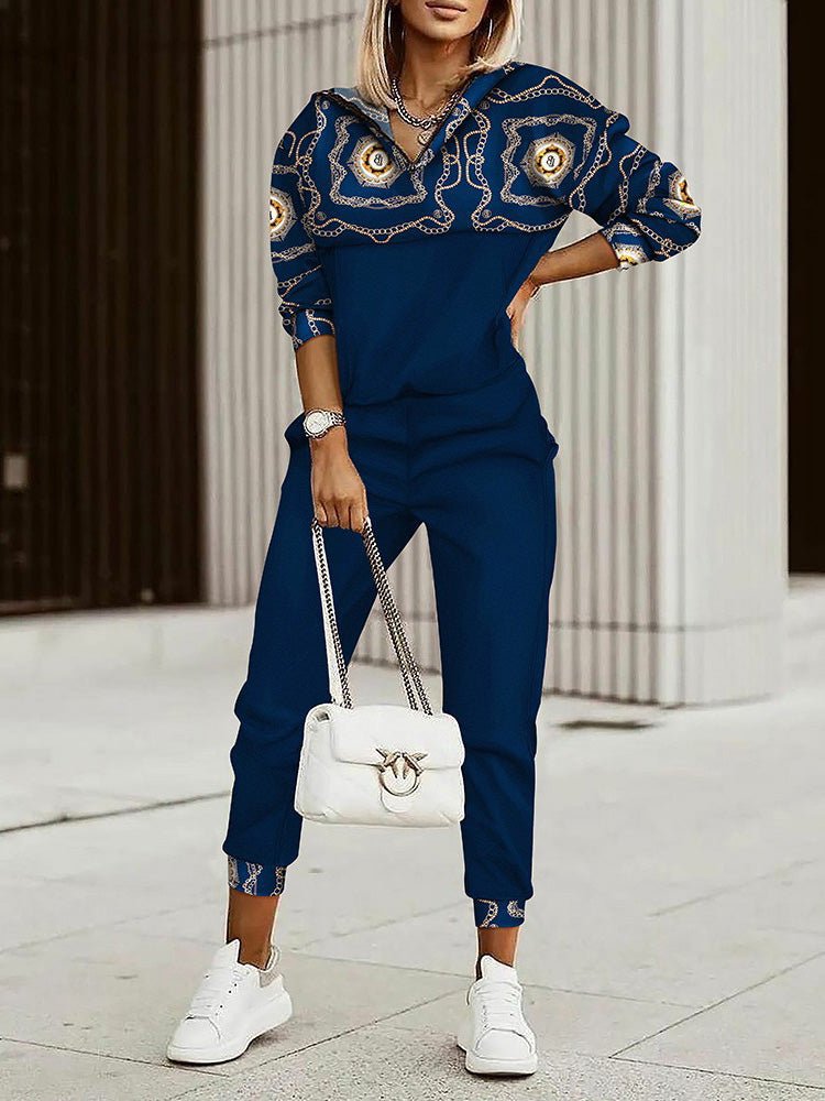 Women's Sets Printed Long Sleeve Hoody & Pants Casual Two-Piece Set
