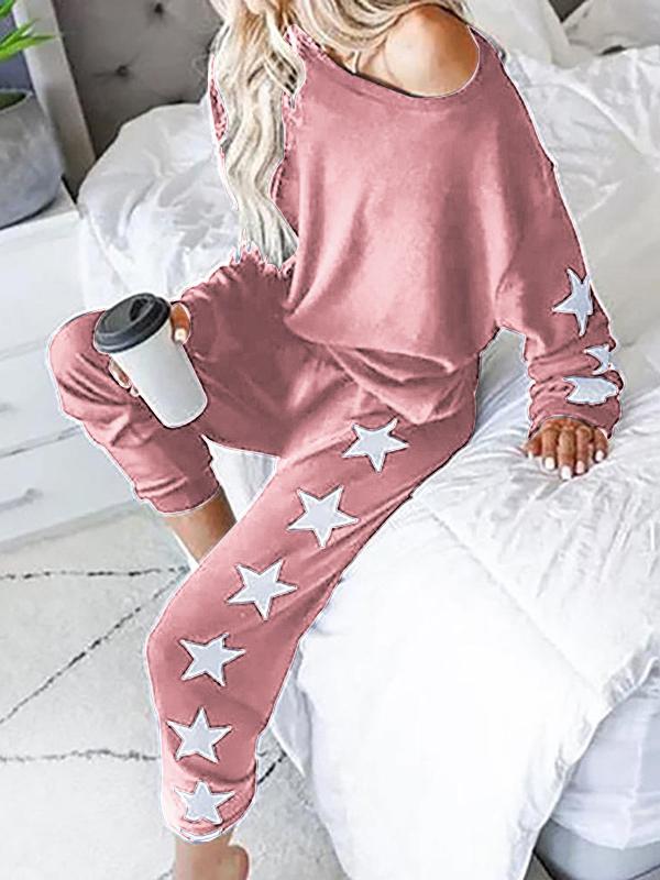 Women's Sets Star Print Long Sleeve Casual Two-Piece Suit
