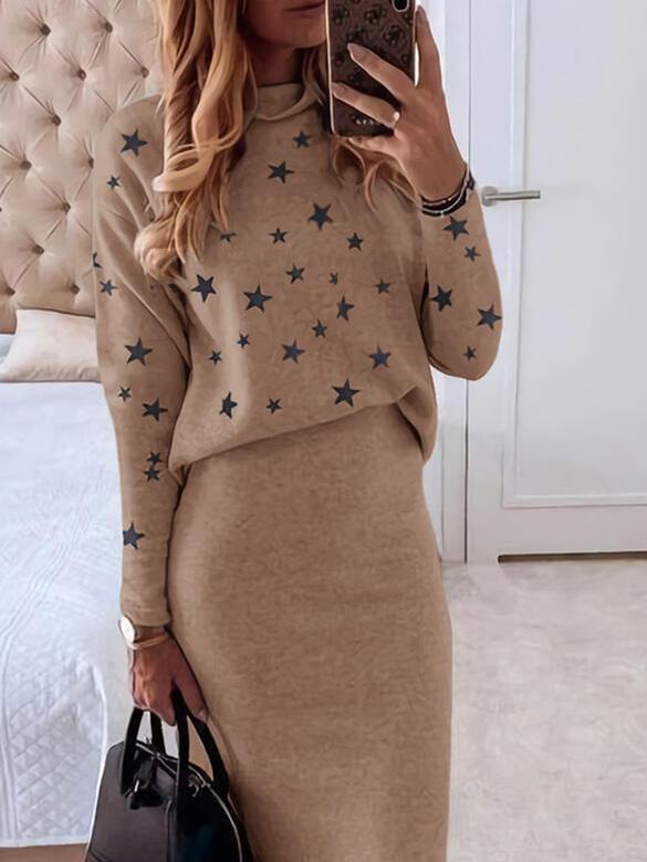 Women's Sets Star Print Long Sleeve Top & Pants Casual Two-Piece Suit