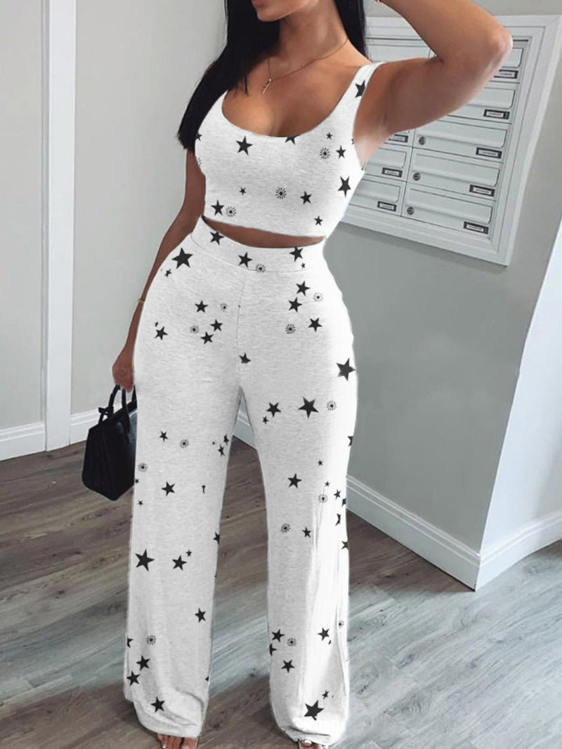 Women's Sets Star Print Tank Top & Pants Casual Two-Piece Set