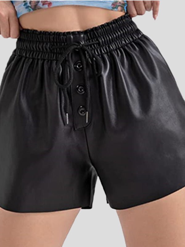 Women's Shorts Casual Drawstring PU Leather Short