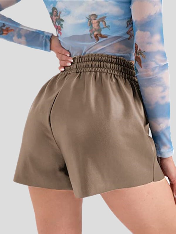 Women's Shorts Casual Drawstring PU Leather Short