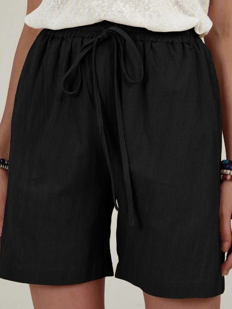 Women's Shorts Casual Solid Drawstring Cotton Linen Short