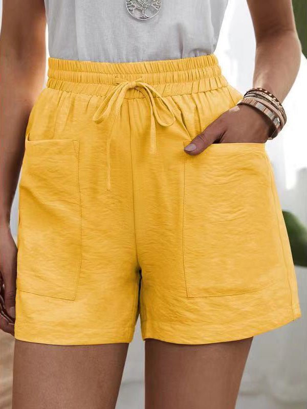 Women's Shorts Casual Solid Pocket High Waist Wide Leg Shorts