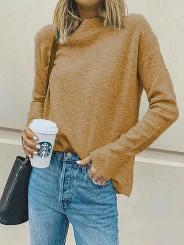 Women's Sweaters Casual High Neck Long Sleeve Pullover Sweater