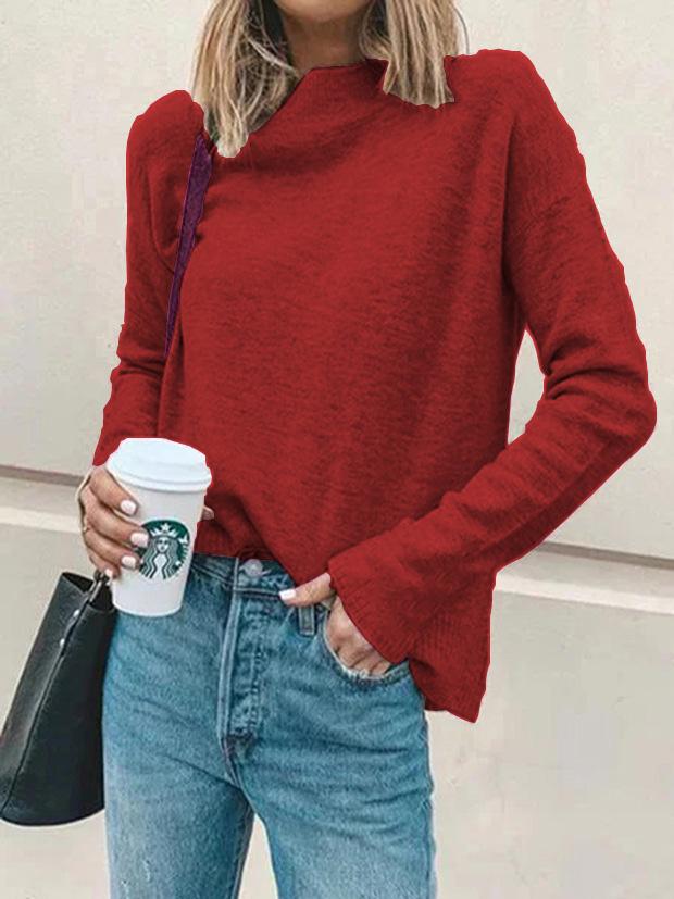Women's Sweaters Casual High Neck Long Sleeve Pullover Sweater